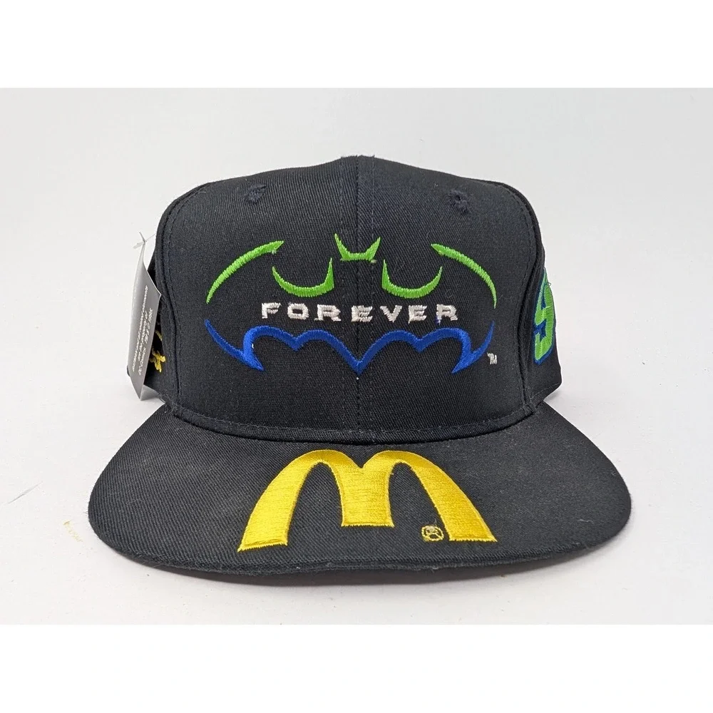 VINTAGE Bill Elliott Batman Forever Hat Cap Snap Back Mens One Size Black NASCAR